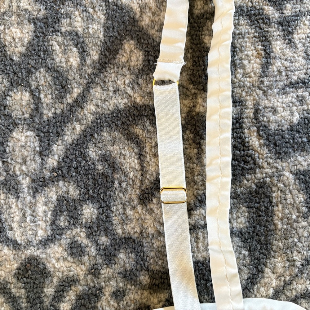 Anthropologie Ivory Pleated Rosette Bustier Size Large Adjustable Back & Straps - Picture 7 of 9